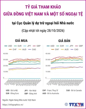 (Interactive) Tỷ giá tham khảo giữa Đồng Việt Nam và một số ngoại tệ ngày...